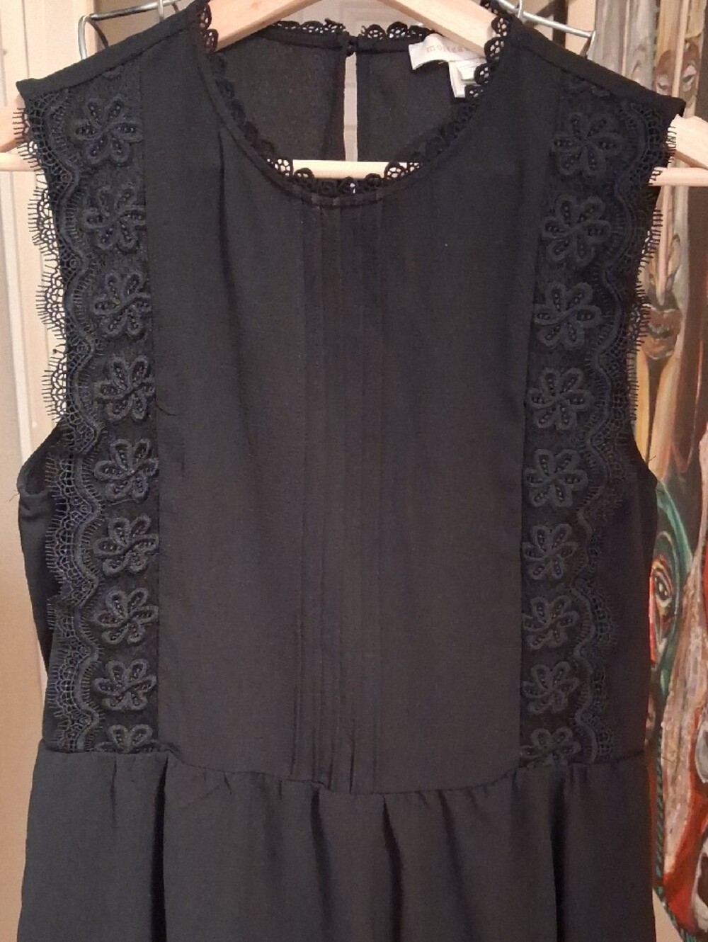 Sleeveless Black Lace-Trim Peplum Top - Classic Women's Tank - Picture 3 of 3